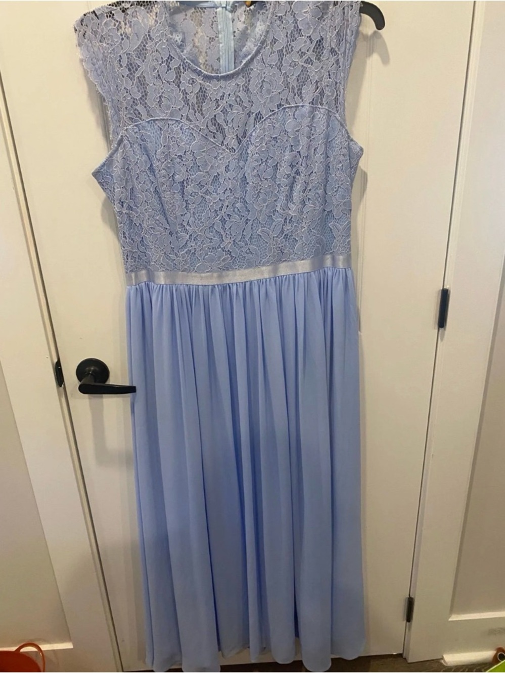 Miusol Pastel Blue Lace Bodice Chiffon Maxi Dress